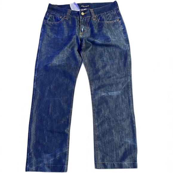 Dolce Gabbana straight jeans gold metal plaque made in Italy size 50\34 cotton